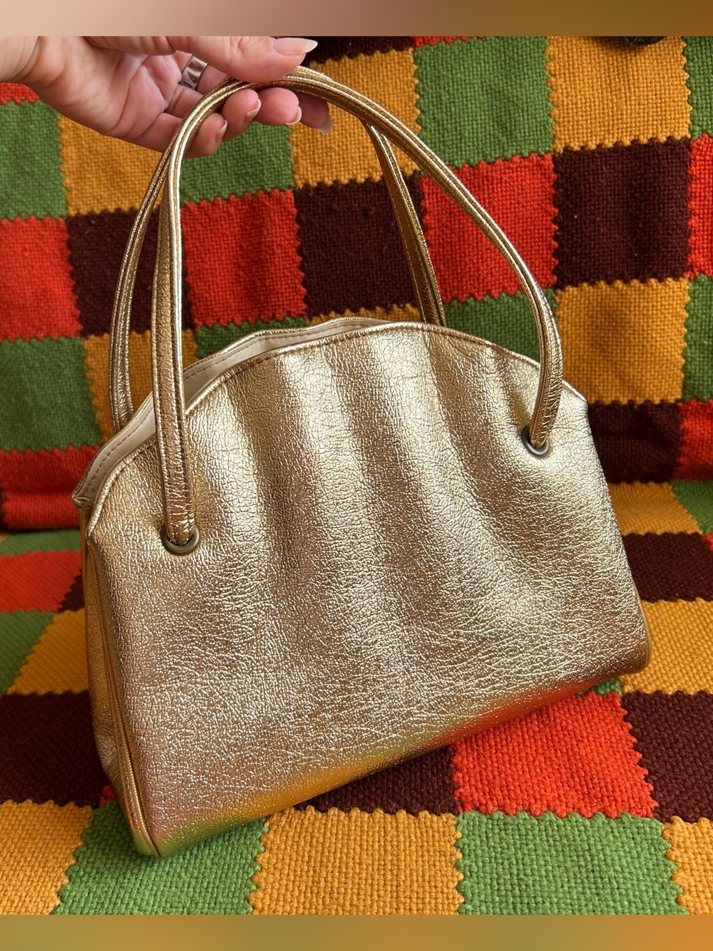 Vintage Metallic Gold Shell Handbag